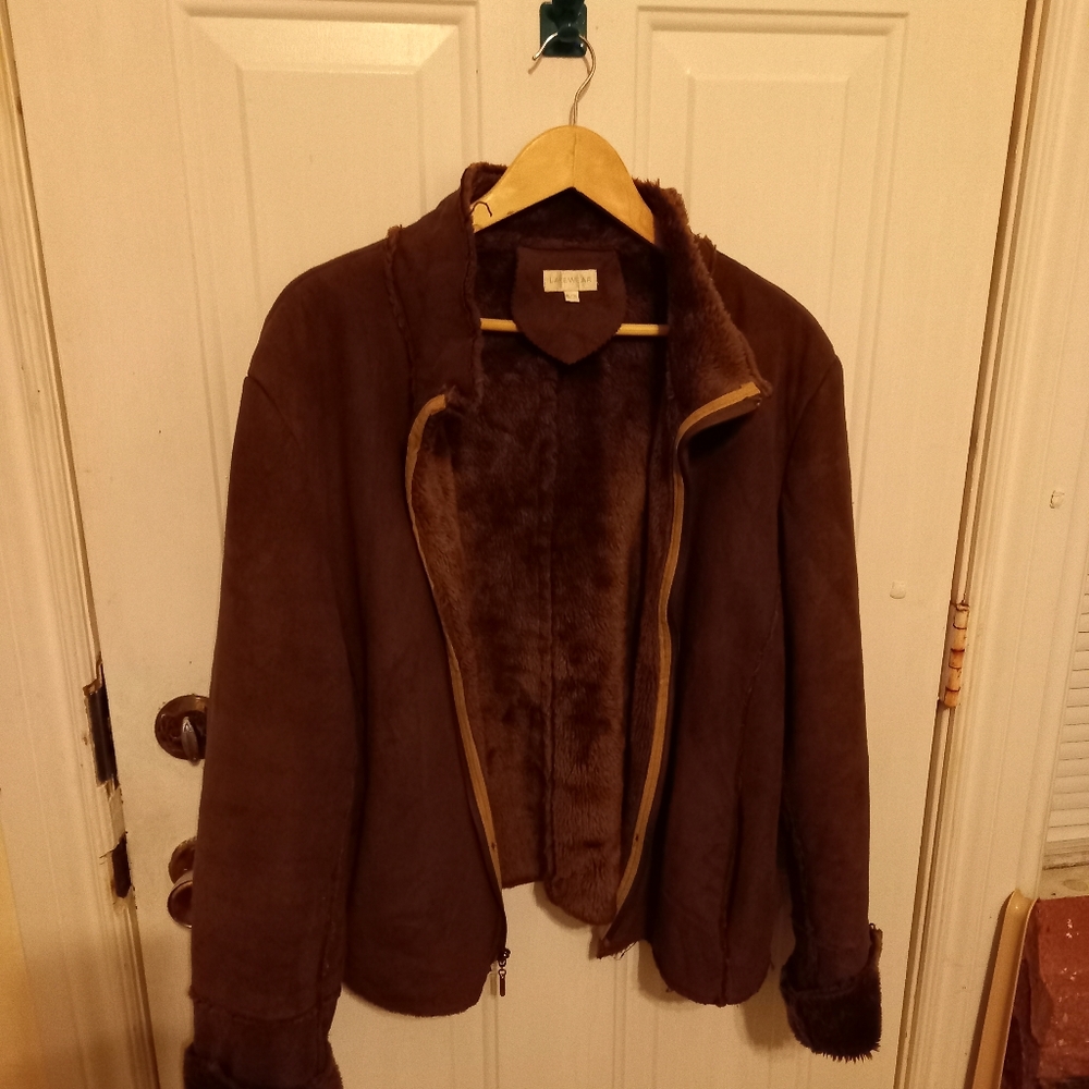 Lakewear faux suede brown jacket, size XL